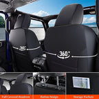 Coverado Seat Covers for Jeep Wrangler, Waterproof Leather Car Front Seat Cover for Truck Pickup, Full Coverage Car Seat Cushion Protector Custom Fit for 2013-2017 Jeep Wrangler 2-Door/4-Door(Black)
