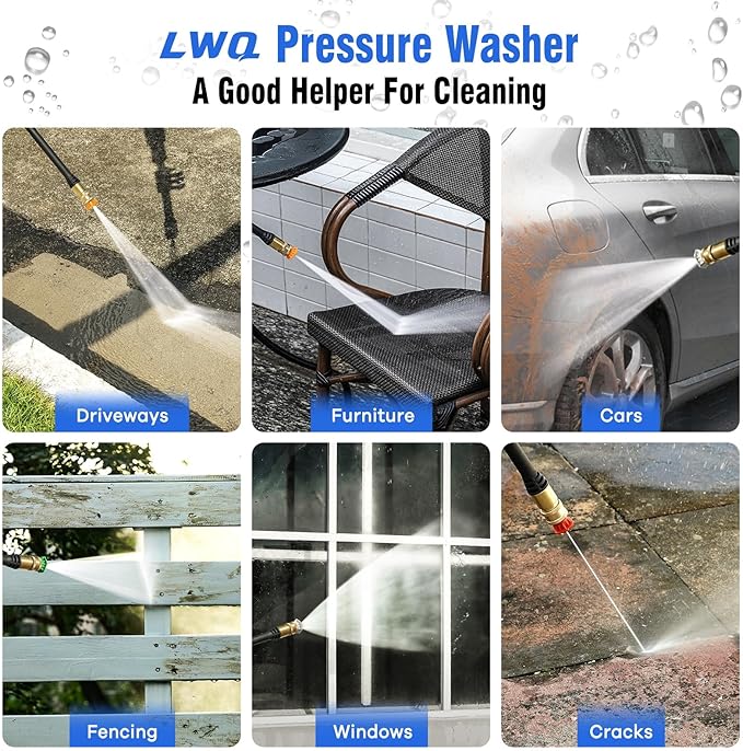 Pressure Washer, Power Washer with 4 Quick Connect Nozzles 1 Foam Cannon, High Pressure Cleaning Machine for Cars/Fences/Driveways/Patios/Farms/Home Cleaning