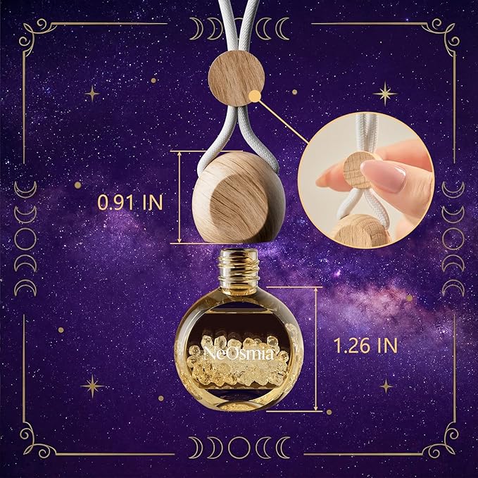 Hanging Car Air Freshener, 2 Pack Glass Car Scent Decor with Decorative Crystals, 6 Scents, Gardenia Jasmine, Long-Lasting Fragrance, Budget Friendly