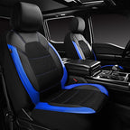 CAR PASS Leather seat Covers,Automotive Universal Sport car seat Cover Super 5mm Composite Sponge Inside,Airbag Compatible fits Most Cars, SUVs, Trucks, and Vans (Full Set,Black and Blue)