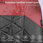 CAR PASS Nappa Leather Seat Covers for Car, Waterproof Seat Covers Full Set, Luxury 3D Rhombus Lined Sponge Airbag Compatible Universal Fit for Automotive SUV Truck Pickup Sedan, Black Red