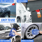 16 IN 1 Car Wash Foam Gun, Foam Cannon, Adjustable Hose Wash Sprayer with 2.5 to 6 Bars Foam Blaster, Suitable for Car Cleaning and Garden Use with 1/2” Quick Connector