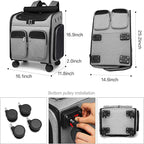 Wheeled Pet Carrier Backpack Pet Stroller, Travel Carrier, Car Seat for Small Dogs Cats Puppies, Comfort Cat Backpack Removable Rolling Wheels – Mesh Ventilation Windows (Large Grey)