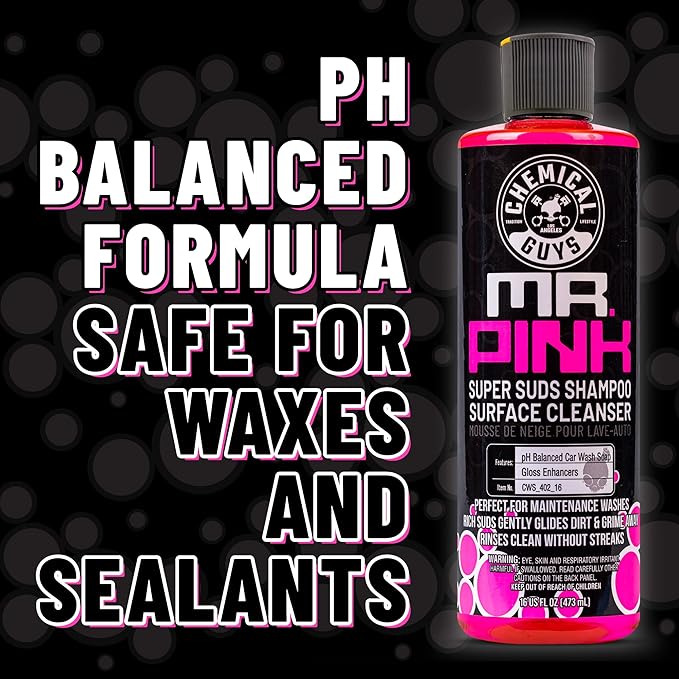 Chemical Guys Mr. Pink Car Wash Soap - 128 oz Super Suds Foaming Car Wash Soap for Cannon, Blaster, or Bucket Washing - pH Balanced, Safe on Wax, Sealant, Ceramic, and Clear Coat Finishes