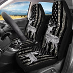 KEIAHUAN Car Seat Covers Full Set of 4 American Flag Deer Camo Hunting Breathable Comfort Auto Interior Seat Protector Front Back Universal Fits Most Cars, Vans, SUVs, Trucks