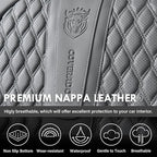 Coverado Car Seat Covers Full Set, Nappa Leather Seat Covers for Car, Waterproof Car Seat Protector with Lumbar Support, Automotive Seat Covers Universal Fit for Most Cars SUV Trucks (Gray)