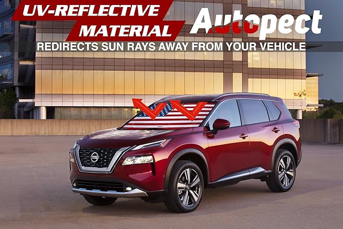 Windshield Sun Shade - American Flag Design, High-Resolution Sun Visor for Car, Truck, SUV with Mirror Cut-Out for Interior Sun Protection, Foldable Car Sun Shade (Black and White, Small)