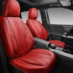 CAR PASS Nappa PU Leather Car Seat Covers Full Set Waterproof Protector Durable Cushioned,Universal Fit for Sedan SUV Pick-up Truck,Anti-Slip Luxury Premium Deluxe(Red)