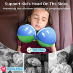 COOLBEBE Kids Travel Neck Pillow, Softly Double Support Neck Pillow for Car & Airplane, Traveling Gifts for Toddler & Children (1, Bluish Green)