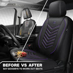 CAR PASS 3D Foam Mesh Leather Car Seat Covers Front Seats, Breathable Front Seat Cover for Cars, Comfortable Universal Fit for SUV Truck Sedan Automotive Anti-Slip Airbag Compatible, Black and Purple