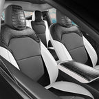 for Tesla Model Y 2025 2026 Seat Cover Full Set Black and White Nappa Leather Seat Cover (Crocodile Black+White 25-26)