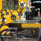 PAWZIDEA Double Pet Stroller with 2 Detachable Carrier, Lightweight Portable Travel Crate & Car Seat Combo & TSA-Approved Expandable Carrier, Foldable Jogger Stroller for 2–4 Cats or Small/Medium Dogs