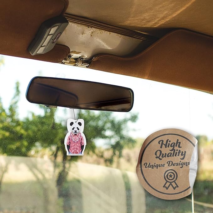 Panda Car Air Freshener 4 Pack Scented With Premium Oils By Fresh Fresheners (4 Pack)