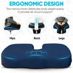 FORTEM Seat Cushion, Office Chair Cushion, Desk Chair Memory Foam, Sciatica Coccyx Tailbone Pain Relief, Pressure Relief, Sitting Pad, for Long Gaming & Sitting, Washable Cover, Non Slip