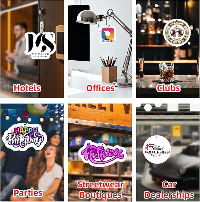 10-1000PCS Customize Photo Car Air Freshener with Logo, Personalized Air Freshener with Pictures, Custom Business Logo Items, Custom Gift for Car Dealerships, Customer Loyalty Gifts