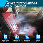 Paffenery 2025 Upgraded Cooling Car Seat Cover Front Seat, 12V-24V Ventilated Cooling Car Seat Cushion, Cooled Seat Cover for Car SUV Truck Universal Fit, Dark Red