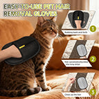 Electrostatic Pet Hair Remover Glove, Reusable Cat Dog Electrostatic Hair Remover Grooming Glove Brush Tool, Suitable for Sofas, Clothing, Carpets, Curtains (Black-2Pcs)