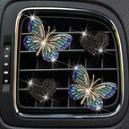 4 Pcs Blue Bling Butterfly and Heart Car Air Fresheners Vent Clips Diffuser Vent Clip Rhinestone Diamond Decoration Car Interior Decor Cute Accessories for Women, Automotive Air Fresheners (Black, 2)