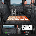 Truck Back Seat Extender for Dogs – Waterproof Full Size Pickup Pet Seat Cover with Door Protection, Hard Bottom Holds 420 lbs Dog Hammock for F150, RAM 1500 & More