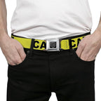 Buckle-Down Seatbelt Belt - CAUTION Yellow/Black - 1.0" Wide - 20-36 Inches in Length