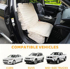 Dog Car Seat Cover for Back Seat & Front Seat, Plush Faux Fur Pet Car Seat Protector with Waterproof Layer, Non-Slip Bottom, Side Flaps, Machine Washable (Front Seat Beige)