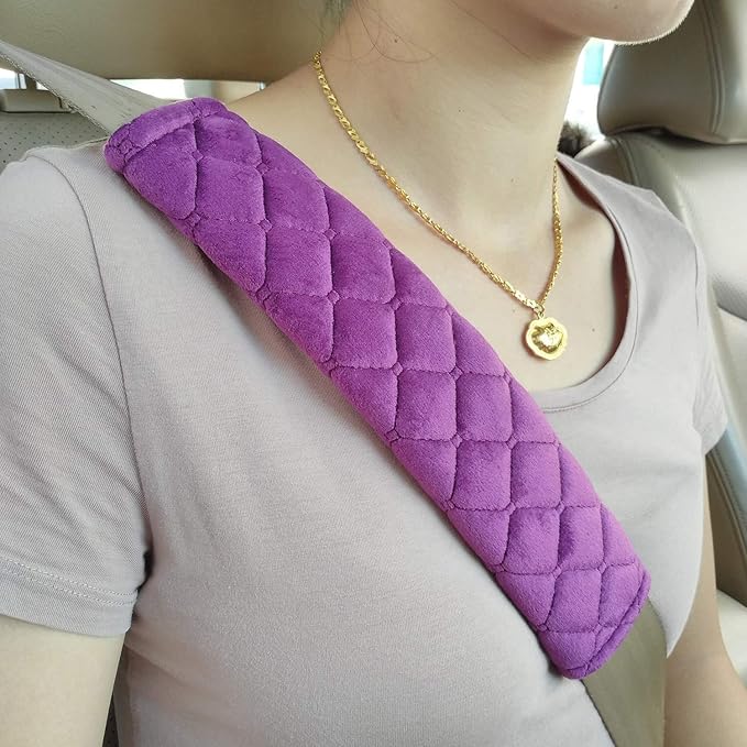 4 Pack Universal Car Seat Belt Pads, Adult Seat Belt Shoulder Strap Covers Harness Pad for Car/Bag,Soft Comfort Helps Protect You Neck Shoulder from The Seat Belt Rubbing (4pack-Purple)
