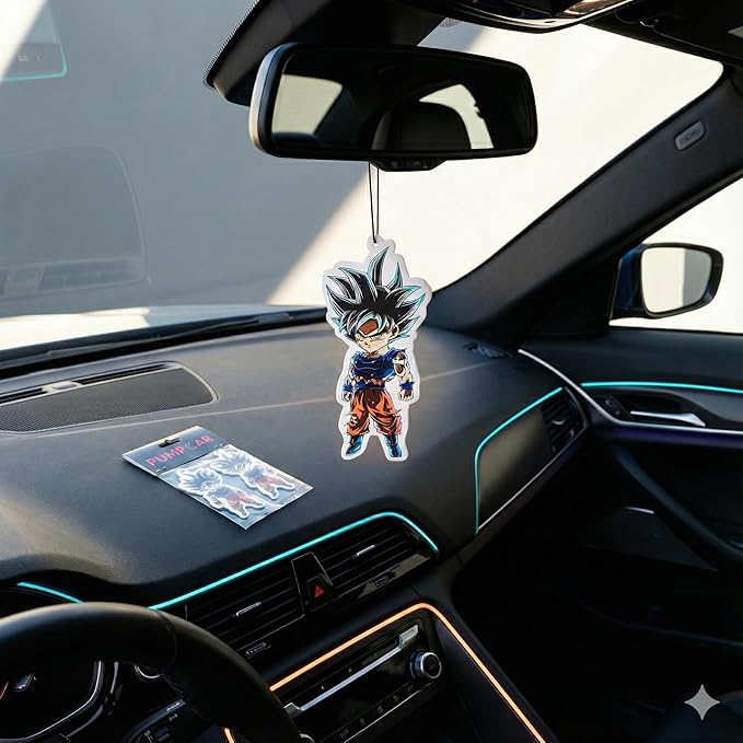 PumpCar 2 pieces Chubby Goku Ultra Instinct double-sided hanging Japanese anime cherry-scented Dragon Ball car air freshener Cool anime hanging for rearview mirror Car Interior Accessories Gifts