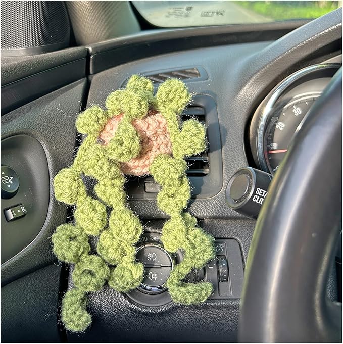 Handmade Vent Clips Car Accessories,Crochet Flower Car Air Vent Fresheners Clips,Cute Car Accessories,Car Air Outlet Clip Decoration,Car Interior Accessories for Women Girls