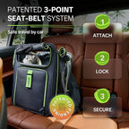 Cat Carrier Backpack for Travel & Car with Seat Belt Safety System, Expandable Pet Carrier for Cats & Small Dogs up to 25 lbs, Breathable, Durable, Foldable, Travel Friendly