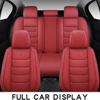 Full Coverage Faux Leather Car Seat Covers Full Set,Automotive Seat Covers for Cars,SUVs Pick-up Truck, Car Seat Cushion, Wine Red Seat Covers for 5 Seats
