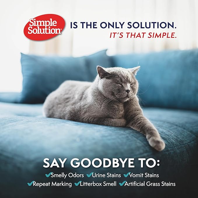 Simple Solution Extreme Cat Stain and Odor Eliminator Spray for Cats, Enzyme Cleaner With 3X Pro-Bacteria Cleaning Power, Strong Cat Urine Pee Smell Remover for Carpets & Floors, 32 oz (Pack of 2)