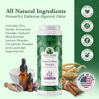FOOT SENSE All Natural Foot & Shoe Powder, Foot Odor Eliminator for Long-Lasting Odor Control Lasts up to 6 Months, Disinfects & Deodorizes, Safe for Men, Women, Kids, Athletes, 100g