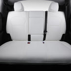 Custom Fit Seat Covers for 2025 2026 Tesla Model Y Juniper (5-Seater) - Ventilated Seats & Rear Screen Compatible - Nappa Leather Full Set Car Seat Protectors (White, Model Y 2025)