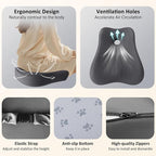 Seat Cushion,Lumbar Support Pillow for Office Chair,Memory Foam Coccyx Seat Cushion,Ergonomic Mesh Back Support Pillow,Office Desk Chair Cushion for Sciatica,Back&Tailbone Pain Relief,Grey