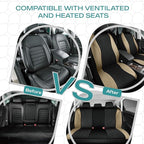 Skechers Car Seat Covers,Leather Seat Covers with GOGA Mat Technology,Waterproof Car Seat Covers Front Seats,Airbag Compatible,Comfort Universal Fit for Most Cars,Vans,Trucks,SUVs,Beige