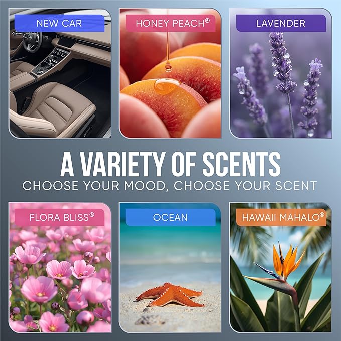 Air Jungles Car Air Freshener Vent Clip 5 Count, Variety Pack – New Car, Ocean, Lavender, Honey Peach, Hawaii Mahalo, 4 ml Each, Long-Lasting Odor Eliminator, Up to 150 Days Freshness for Auto
