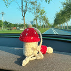 Cute Car Air Freshener Hanging Crochet Car Accessories, Cute Cars Fresheners for Women, Crochet Plant Rear View Mirror Accessories, Red Mushroom