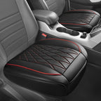 CAR PASS 2 Pack Leather Front Car Seat Covers, Bottom Seat Covers Full Wrapped with Storage Pocket, Anti-Slip PU Seat Protectors,Waterproof Seat Cushion Pad Universal Fit Sedan SUV Truck, Black/Red