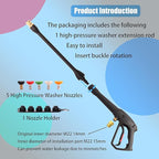 Pressure Washer Spray Gun - for Ryobi Pressure Washer Gun M22-14MM and M22-15MM Hose Connectors - with 1 Tips Holder and 5 Spray Nozzle Tips