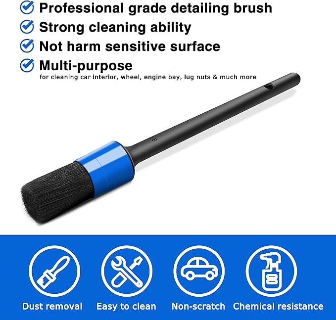 10pcs Detailing Brush Set, Multi-Purpose Car Detailing Brushes for Cleaning Car Interior, Exterior, Engine, Leather, Including 5 car Cleaning Brush, 3 Wire Brush, 2 Air Vent Brush,Blue