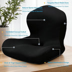 Seat Cushion for Office Chair and Car, L-Shaped Ergonomic Car Seat Cushions, Memory Foam Chair Cushion, Lumbar Support Pillow for Wheelchair, Car, Home, Office, Desk, Black