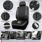 CAR PASS Leather Bling Diamond Car Seat Covers Full Set, Shining Rhinestone Waterproof Durable Rear with Zipper, Universal Fit Automotive Glitter Crystal Sparkle Strip for Cute Women Girly Black
