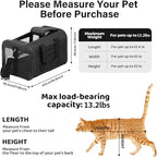 FluffyDream Pet Travel Carrier Soft Sided Portable Bag for Cats, Small Dogs, Kittens or Puppies 17 lbs Max, Collapsible, Durable, Airline Approved, Travel Friendly (Medium)