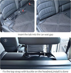 Car Seat Protector Leather Waterproof Child Safety Seat Protector Cover with Thick Pad and 2 Large Pockets Durable Kick Mat for All Auto Seat (Black)