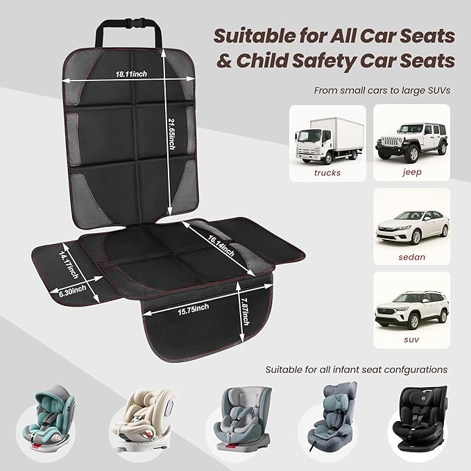 Upgraded Car Seat Protector for Child Car Seat Protector Under Baby Car Seat,3 Sides Extended Car Seat Cover Waterproof Pet Car Seat Cover for Dog,Thick Universal Durable