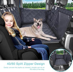 Truck Hard Bottom Car Seat Cover for Dogs | Mesh Window & 2 Safety Belts | 100% Waterproof Sturdy Back Seat Extender with Door Protectors |Non-Slip,Scratchproof Pet Car Rear Seat Protector Fit Pickup