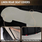 3 PCS Linen Car Seat Covers with Storage Pocket, Back Seat Covers Protectors with Non-Slip, Breathable Bench Seat Covers Universal Fit for SUVs, Cars, Trucks (Beige)
