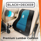 BLACK+DECKER Memory Foam Lumbar Support Pillow with Cooling Gel – High Back Lumbar Cushion for Office, Car, Wheelchair & Airplane – Ergonomic, Pain Relief, Adjustable Strap, Washable Cover,Black/Grey