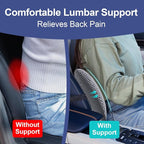 BYMECOST Lumbar Support Pillow for Car, Memory Foam Car Seat Back Support Pillow for Driving, Back Cushion with Strap for Pain Relief, Ergonomic Back Cushion for Office Chair, Wheelchair (Grey)