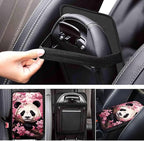 Dreaweet Car Armrest Cover Cherry Blossoms Panda Car Accessories Center Console Cover Replacement,Universal Armrest Cover for Car Center Console for Truck Sedan SUV